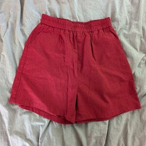 Red linen shorts